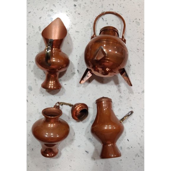 Vintage Dollhouse Miniature Cauldron Pot Jug Copper Lid Handle with Patina Rare - Picture 2 of 15